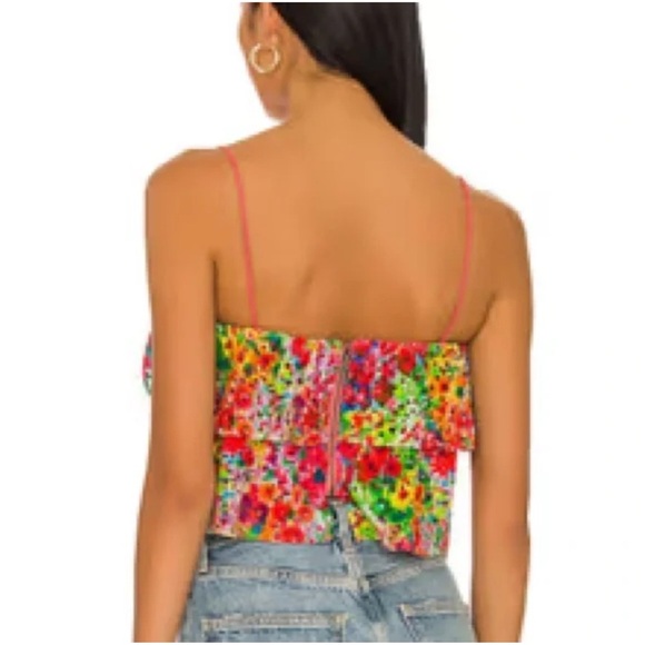 Alice + Olivia Garden Floral Print Marylynn Eyelet Crop Top - Sz 2 - Picture 3 of 10